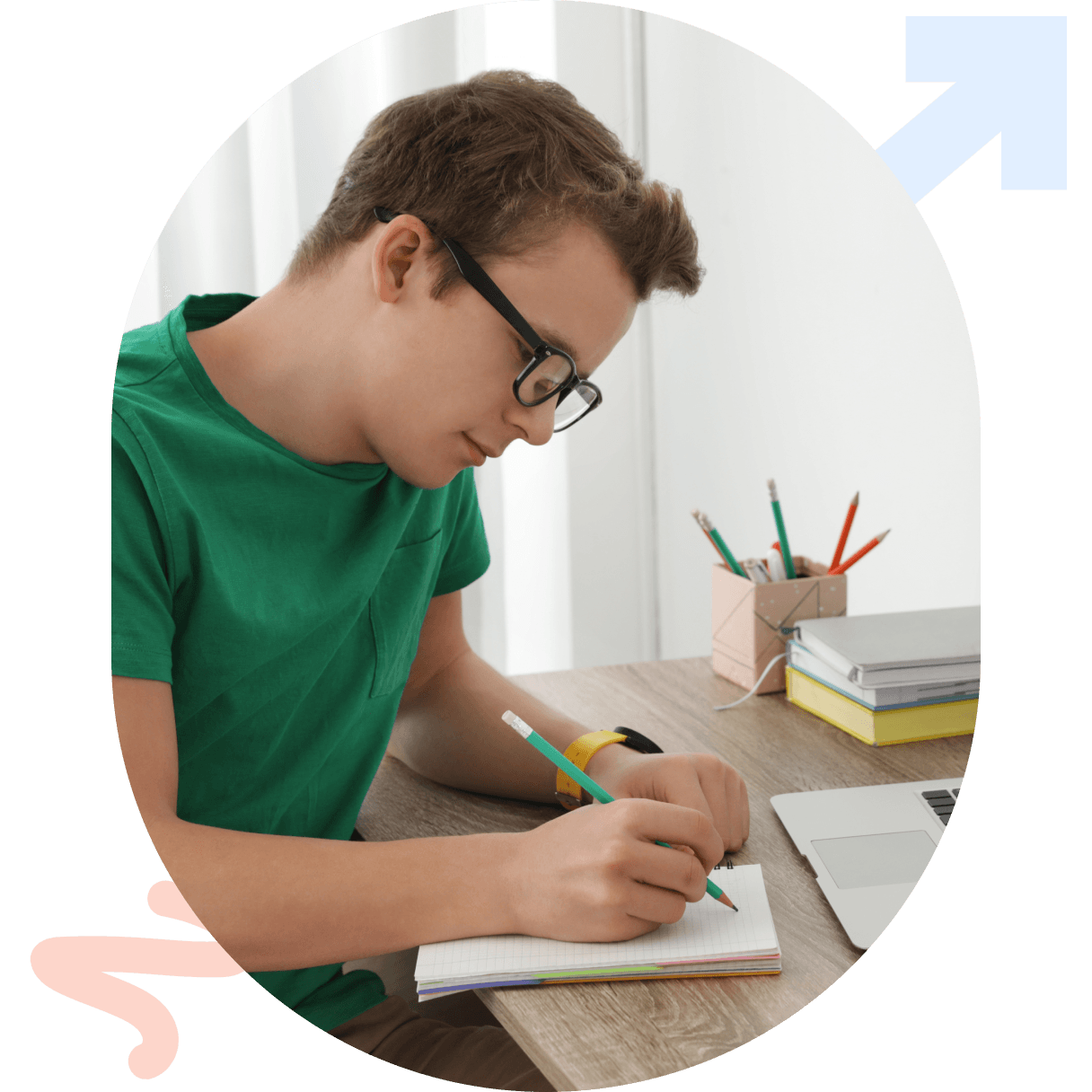 Image of a student attending a tutoring session and making notes